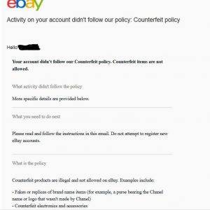 EBAY – Counterfeit Policy